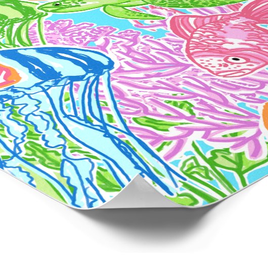 Farbenfrohe tropische Fischmuster Poster (Ecke)