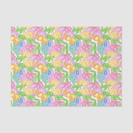 Farbenfrohe tropische Fischmuster Seidenpapier (Vorderseite)