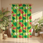 Farbenfrohe tropische Flamingo-Blume Duschvorhang