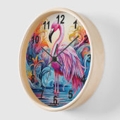 Farbenfrohe tropische Flamingo Moderne Uhr (Winkel)