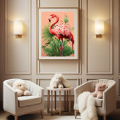 Farbenfrohe tropische 🌴 🦩 Flamingo Paradise Poster
