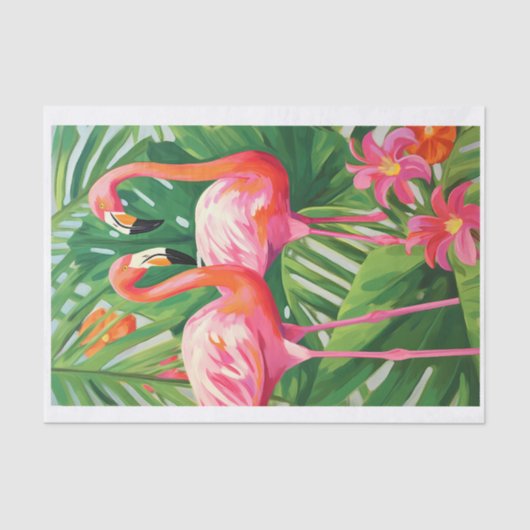 Farbenfrohe tropische Flamingos Dekoupage Tissue Seidenpapier (Vorderseite)