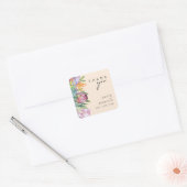 Farbenfrohe tropische Flora | Danke, Hochzeit Quadratischer Aufkleber (Umschlag)