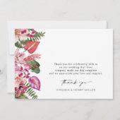 Farbenfrohe tropische Flora Dankeskarte (Rückseite)