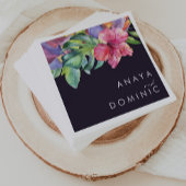 Farbenfrohe tropische Flora | Dunkle Lila Hochzeit Serviette