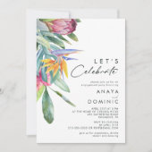 Farbenfrohe tropische Flora | Feiern wir Einladung (Vorderseite)