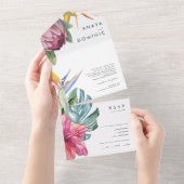 Farbenfrohe tropische Flora | Foto Siegel und Send All In One Einladung (Abreißen)