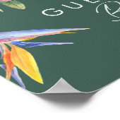 Farbenfrohe tropische Flora | Green Guest Book Sig Poster (Ecke)