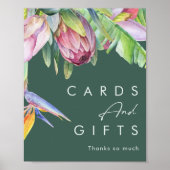 Farbenfrohe tropische Flora | Grüne Karten und Ges Poster (Vorne)