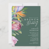 Farbenfrohe tropische Flora | Grüner Brunch und Bu Einladung (Vorderseite)