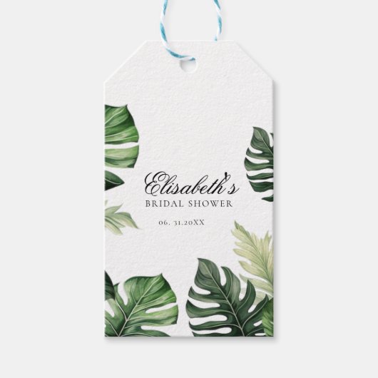 Farbenfrohe tropische Flora | Grünes Brautparty Geschenkanhänger (Vorderseite)