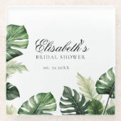 Farbenfrohe tropische Flora | Grünes Brautparty Glasuntersetzer (Vorderseite)