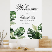 Farbenfrohe tropische Flora | Grünes Brautparty Poster (Küche)