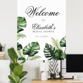 Farbenfrohe tropische Flora | Grünes Brautparty Poster (Heimbüro)