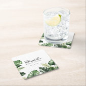 Farbenfrohe tropische Flora | Grünes Brautparty Rechteckiger Pappuntersetzer (Vor Ort)