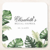Farbenfrohe tropische Flora | Grünes Brautparty Rechteckiger Pappuntersetzer (Vorderseite)