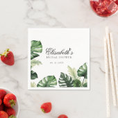 Farbenfrohe tropische Flora | Grünes Brautparty Serviette (Beispiel)