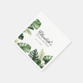 Farbenfrohe tropische Flora | Grünes Brautparty Serviette (Ecke)