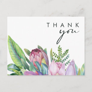 Farbenfrohe tropische Flora   Hochzeit Danke Postkarte