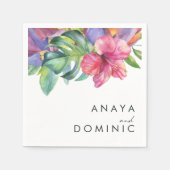 Farbenfrohe tropische Flora | Hochzeit von Napkins Serviette (Vorderseite)