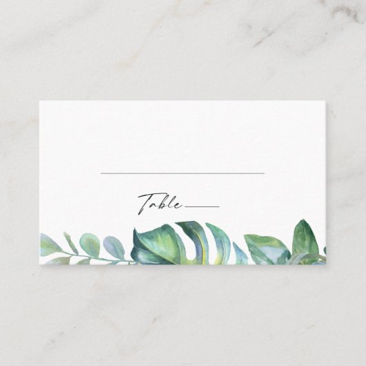 Farbenfrohe tropische Flora | Hochzeitsfeier Platz Platzkarte (Vorderseite)