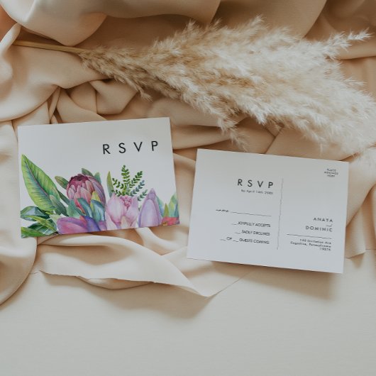 Farbenfrohe tropische Flora | Hochzeitsrottkarte Postkarte