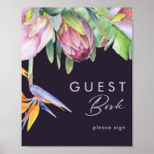 Farbenfrohe tropische Flora | Lila Gast Book Sign Poster (Vorne)