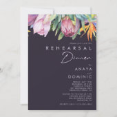 Farbenfrohe tropische Flora | LILA PROBE Einladung (Vorderseite)