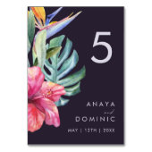 Farbenfrohe tropische Flora | LILA TISCHNUMMER (Vorderseite)