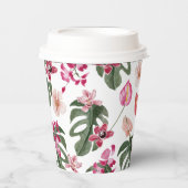 Farbenfrohe tropische Flora Pappbecher (Vorderseite)