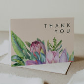 Farbenfrohe tropische Flora | Peach Dankeschön Kar Dankeskarte