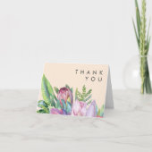 Farbenfrohe tropische Flora | Peach Dankeschön Kar Dankeskarte (Vorderseite)