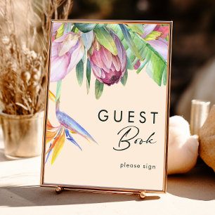 Farbenfrohe tropische Flora Peach Guest Book Sig Poster
