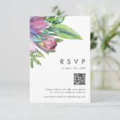 Farbenfrohe tropische Flora | Peach QR Code RSVP K Karte (Stehend Vorderseite)