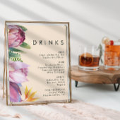 Farbenfrohe tropische Flora | Peach Wedding Drinks Poster