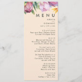 Farbenfrohe tropische Flora | Peach Weddinner Menükarte (Vorderseite)