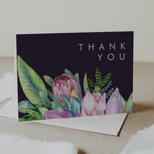Farbenfrohe tropische Flora | PurpleDanke-Karte Dankeskarte