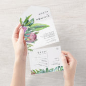 Farbenfrohe tropische Flora | Siegel und Senden All In One Einladung (Abreißen)