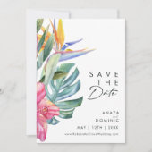 Farbenfrohe tropische Flora | Vertical Save The Date (Vorderseite)