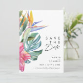 Farbenfrohe tropische Flora | Vertical Save The Date (Stehend Vorderseite)