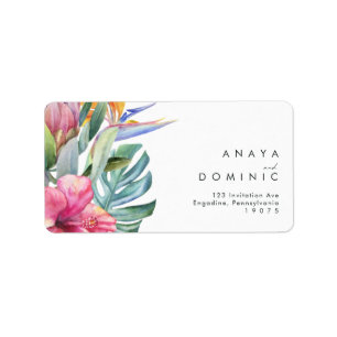 Farbenfrohe tropische Flora   Wedding RSVP-Adresse Adressaufkleber