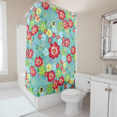 Farbenfrohe tropische Folklore Duschvorhang (Beispiel)