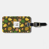 Farbenfrohe tropische Früchte Monogramm Gepäckanhänger (Vorderseite horizontal)