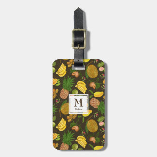 Farbenfrohe tropische Früchte Monogramm Gepäckanhänger