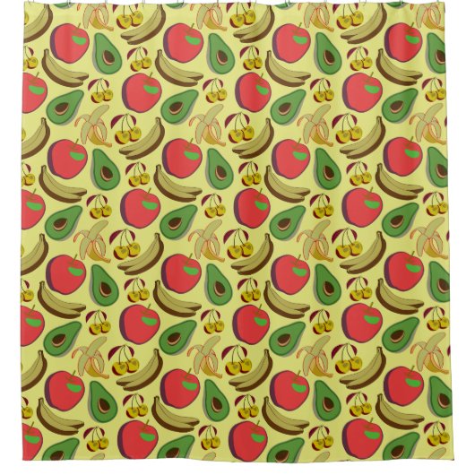 Farbenfrohe tropische Früchte nahtlos Muster Duschvorhang (Vorderseite)