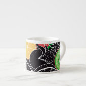 Farbenfrohe tropische Früchte, schwarzer Hintergru Espressotasse (Vorderseite Rechts)