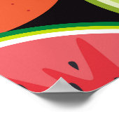 Farbenfrohe tropische Früchte, schwarzer Hintergru Poster (Ecke)