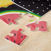 Farbenfrohe tropische Früchte, schwarzer Hintergru Puzzle (Seite)