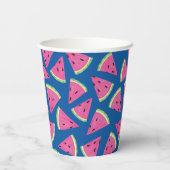 Farbenfrohe tropische Früchte Wassermelone Muster Pappbecher (Rückseite)