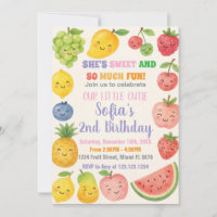 Farbenfrohe tropische Früchte zum Geburtstag Einla